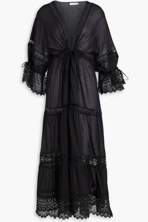 CHARO RUIZ IBIZA Claire lace-trimmed cotton-blend voile kaftan - - S