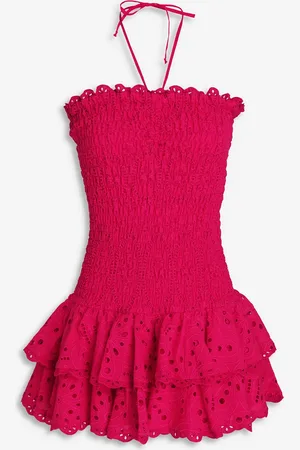 CHARO RUIZ IBIZA Megan ruffled broderie anglaise cotton-blend mini dress - Pink - L