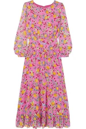 SALONI Isabel floral-print silk-georgette midi dress - - UK 10