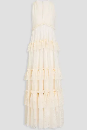 Serafini Ruffled lace maxi dress - White - IT 48