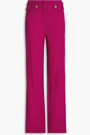 VERONICA BEARD Sunny linen-blend twill wide-leg pants - Purple - US 16