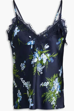 VERONICA BEARD Ciarlo lace-trimmed floral-print silk-blend satin camisole - Blue - US 2