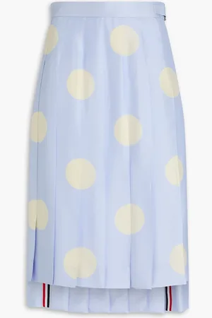 Thom Browne Pleated polka-dot silk-twill midi skirt - Blue - IT 38