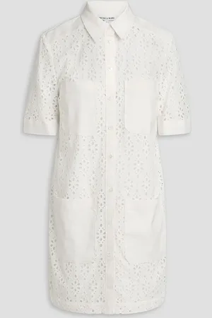 VERONICA BEARD Rafaela broderie anglaise cotton mini shirt dress - - US 2