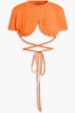 Jacquemus Cropped tie-detailed cotton-jersey top - - M
