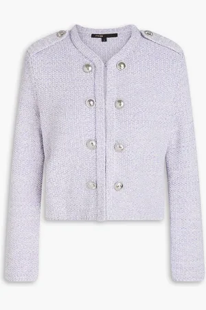 Maje Sequin-embellished knitted jacket - Purple - 4