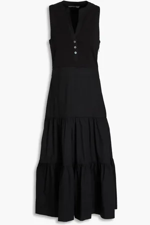 VERONICA BEARD Stafford poplin-paneled stretch-Pima cotton-jersey midi dress - - M