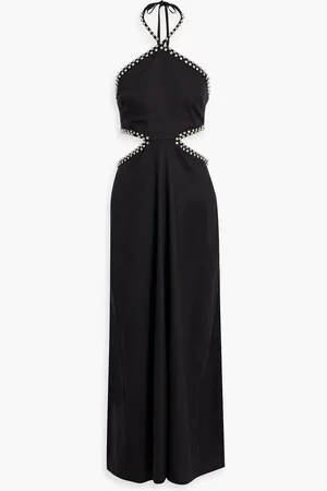 Simkhai Bellina embellished cutout linen-blend halterneck maxi dress - - L