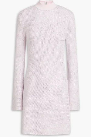 Maje Embellished cutout metallic open-knit mini dress - Pink - FR 38