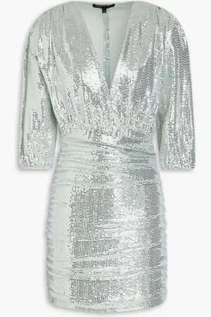 Maje Ruched sequined jersey mini dress - Metallic - FR 38