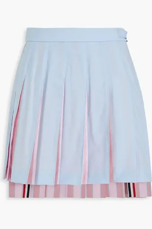 Thom Browne Pleated cotton and wool mini skirt - Blue - IT 44