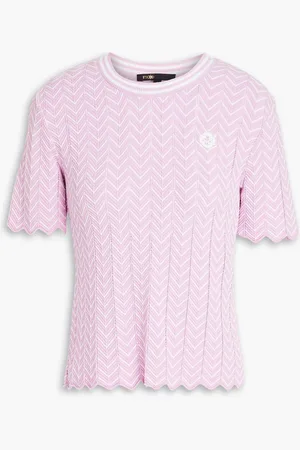 Maje Scalloped knitted top - Pink - 0