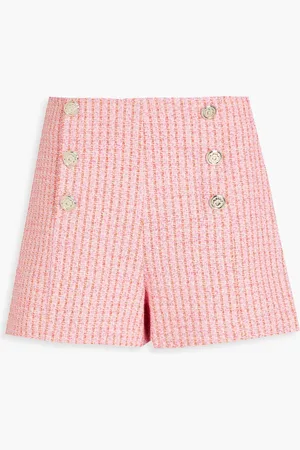 Maje Metallic cotton-blend tweed shorts - Pink - FR 42