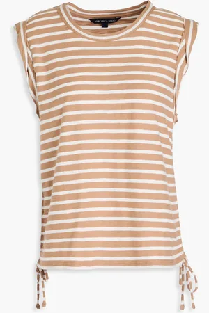 VERONICA BEARD Vinci striped slub Pima cotton-jersey top - Brown - XS