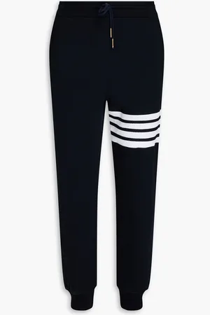 Thom Browne Striped waffle-knit cotton sweatpants - Blue - 5