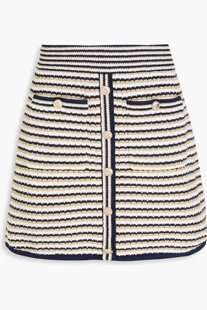 Maje Metallic striped knitted mini skirt - Blue - FR 42