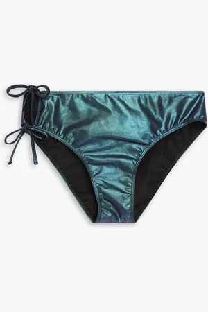 Rick Owens Taco tie-detailed iridescent mid-rise bikini briefs - Blue - IT 40