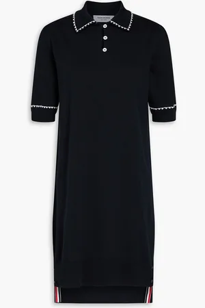Thom Browne Silk and cotton-blend jersey mini shirt dress - Blue - IT 38