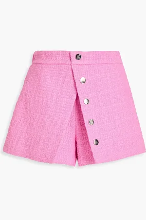 Maje Skirt-effect cotton-blend tweed shorts - - FR 38