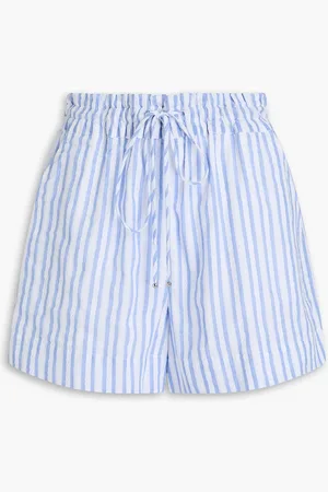 VERONICA BEARD Tijana striped cotton-jacquard shorts - Blue - L