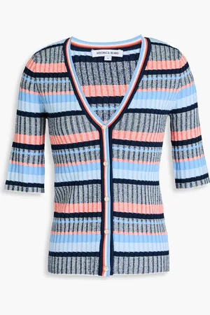 VERONICA BEARD Calliope striped ribbed-knit top - Blue - XS