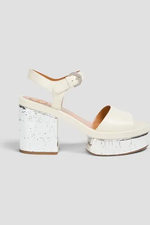 Chloé Metallic leather platform sandals - White - EU 36