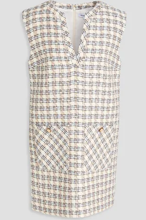 VERONICA BEARD Nomi checked cotton-blend tweed mini dress - White - US 10
