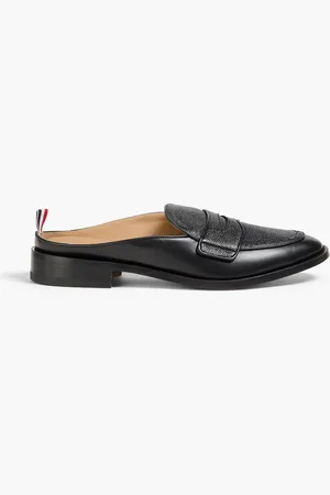 Thom Browne Smooth and pebbled-leather slippers - - US 11