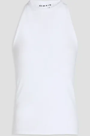 REMAIN Birger Christensen Knotted stretch-cotton jersey tank - - DE 42