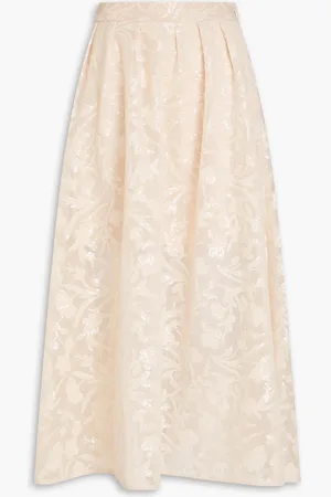 Maje Sequined mesh midi skirt - Neutral - FR 42