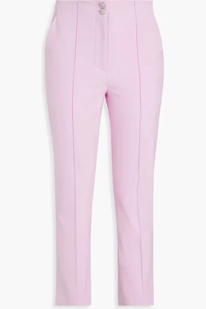 VERONICA BEARD Kean pintucked woven slim-leg pants - Purple - US 0