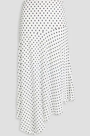 VERONICA BEARD Rosemary asymmetric polka-dot silk-blend crepe de chine skirt - White - US 8