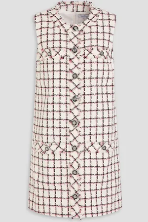VERONICA BEARD Laurel checked cotton-blend tweed mini dress - White - US 14