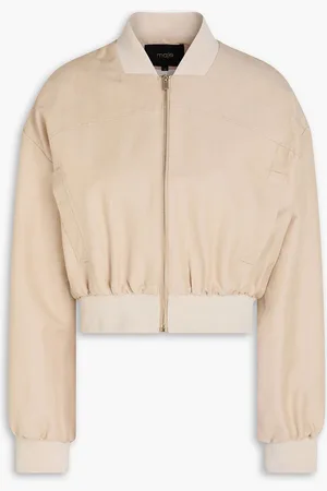 Maje Linen and cotton-blend bomber jacket - Neutral - FR 42