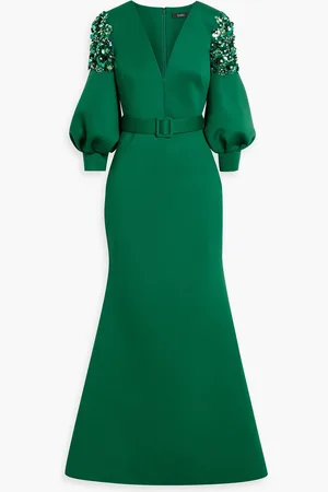 Badgley Mischka Embellished scuba gown - Green - US 2