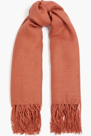 Brunello Cucinelli Fringed cashmere and silk-blend scarf - Red - OneSize