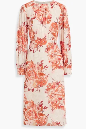 MIKAEL AGHAL Floral-print fil coupé chiffon midi dress - Orange - US 12