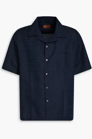 Missoni Cotton and linen-blend jacquard shirt - Blue - IT 48