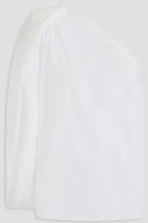 Carolina Herrera One-sleeve cotton-blend poplin top - - US 4