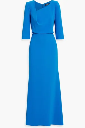 Badgley Mischka Draped crepe gown - Blue - US 6
