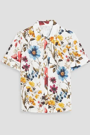 MIKAEL AGHAL Floral-print cotton-blend poplin shirt - - US 4