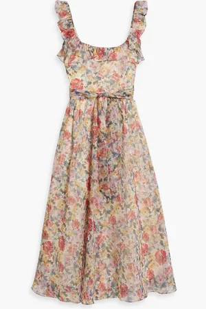 MIKAEL AGHAL Ruffled floral-print organza midi dress - - US 10