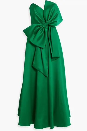 Badgley Mischka Strapless bow-detailed satin-twill gown - - US 10