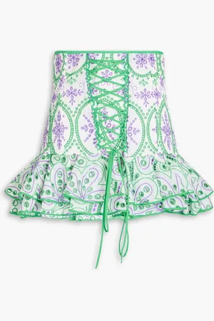 CHARO RUIZ IBIZA Lucrecia lace-up broderie anglaise cotton-blend mini skirt - Purple - XS