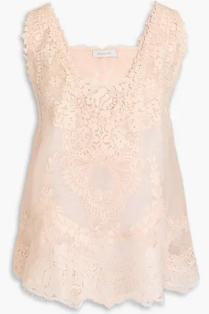 ZIMMERMANN Guipure lace linen and silk-blend tank - Orange - 0