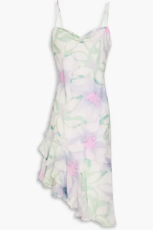 Claudie Pierlot Asymmetric floral-print silk-chiffon dress - Purple - FR 34