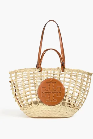 Tory Burch Ella leather-trimmed straw tote - Neutral - OneSize