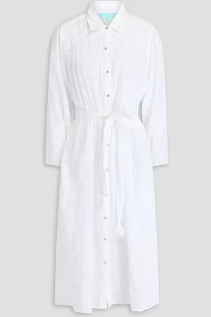 Melissa Odabash Cressida lace-trimmed cotton-jacquard midi dress - - L