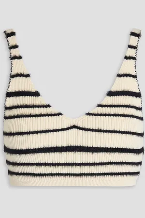 By Malene Birger Reggie striped intarsia cotton-blend bra top - White - L