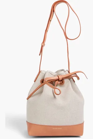 Mansur Gavriel Leather-trimmed canvas bucket bag - White - OneSize